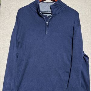 Eddie Bauer Sweater Mens XLT Blue Knit Long Sleeve Quarter Zip Adult XL Tall
